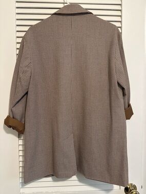 a.new day Tan Houndstooth Blazer with Warm Lining